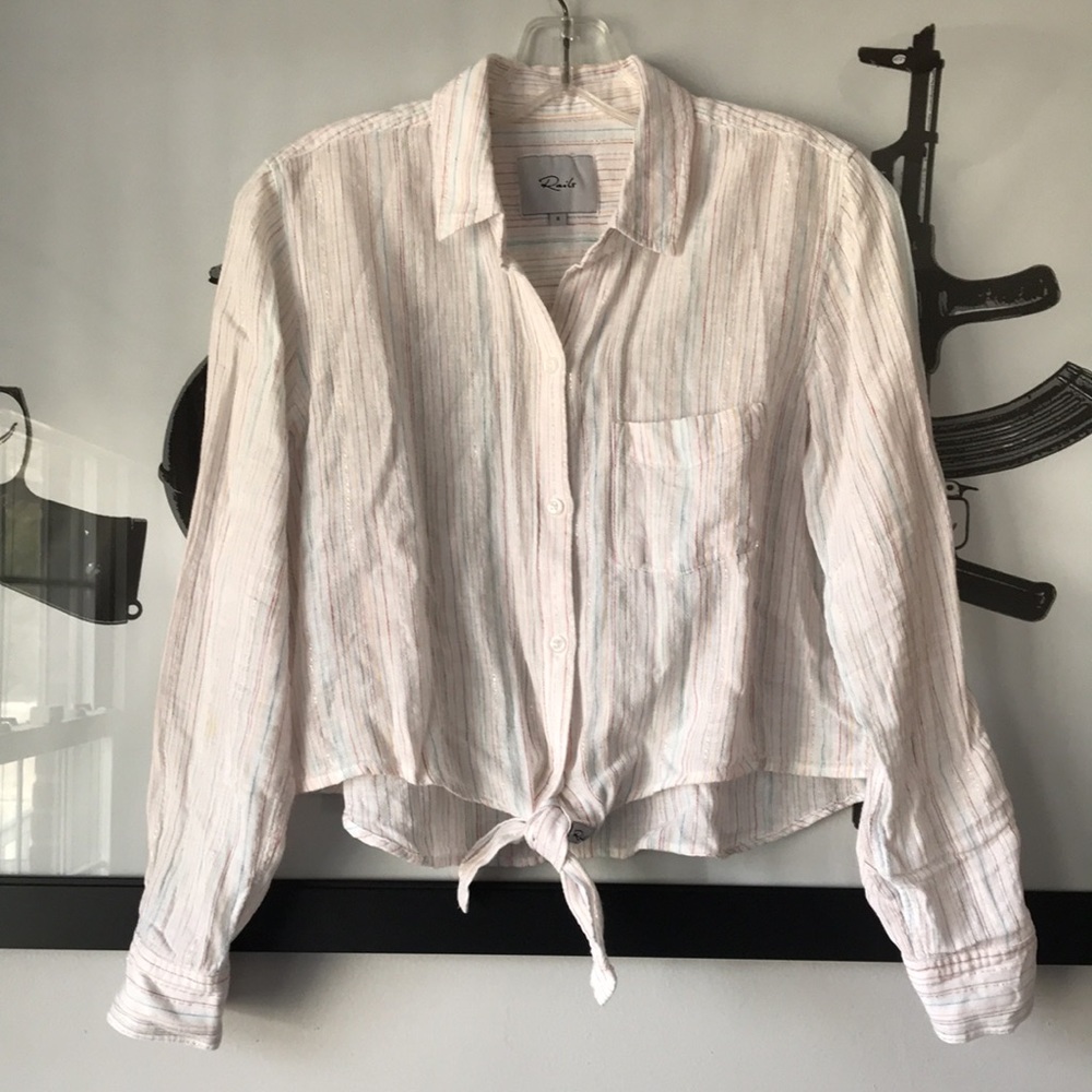 Rails Val linen tie front shirt S - Picture 2 of 13